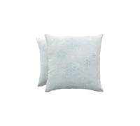 GAMUSI Set 2 federe per cuscino natale 45 x 45 - federe per cuscino decorative divano con cerniera jacquard filo lurex lucido traspirante e morbido scintilla acqua/argento