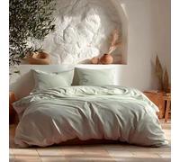 GAMUSI Set copripiumino per letto da 150/160, tinta unita, 100% cotone, copripiumino 240 x 220 cm e 2 federe per cuscino, traspirante, morbido, colore acqua