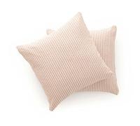 GAMUSI Set di 2 cuscini per divano, federa per cuscino 45 x 45 cm - federe decorative con chiusura lampo a righe interne esterne, colore malva