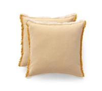 GAMUSI Set di 2 federe per cuscino in cotone jacquard tinta unita con felci Tibu 45 x 45 cm - federe decorative con chiusura lampo cotone morbido traspirante