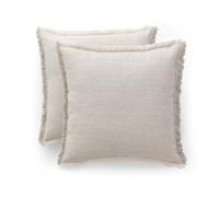 GAMUSI Set di 2 federe per cuscino in cotone jacquard tinta unita con frange Tibu 50 x 50 cm - federe decorative con chiusura lampo cotone morbido traspirante