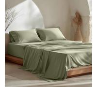 GAMUSI Set di lenzuola per letto da 120 x 190/200, 100% cotone, 3 pezzi, traspirante, morbido, colore verde