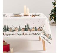 GAMUSI Tovaglia antimacchia casa albero natale cotone stampa rettangolare tessuto cotone 160x350 cm