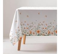 GAMUSI Tovaglia antimacchia cotone floreale quadrato al tatto tessuto 160 x 160 cm, colore beige