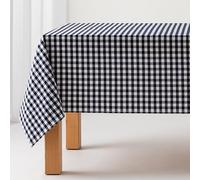 GAMUSI Tovaglia antimacchia in tela morbida al tatto, rettangolare, a quadretti vicky, cotone impermeabile, 140 x 300 cm, blu navy