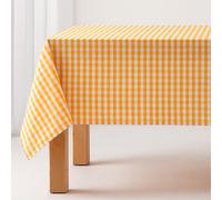 GAMUSI Tovaglia antimacchia in tela morbida al tatto, rettangolare, a quadretti vicky, cotone impermeabile, 140 x 100 cm, colore giallo