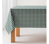GAMUSI Tovaglia antimacchia in tela morbida al tatto, rettangolare, a quadretti vicky, cotone impermeabile, 140 x 300 cm, colore verde