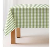 GAMUSI Tovaglia antimacchia in tela morbida al tatto, rettangolare, a quadretti vicky, cotone impermeabile, 140 x 300 cm, colore verde chiaro