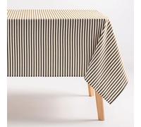 GAMUSI Tovaglia antimacchia rettangolare tessuto cotone impermeabile a righe tortora, 160 x 300 cm