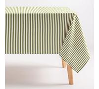 GAMUSI Tovaglia antimacchia rettangolare tessuto cotone impermeabile a righe verde, 160 x 240 cm