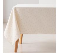 GAMUSI Tovaglia antimacchia tavolo rettangolare a pois piccoli, tinta unita, jacquard, impermeabile, 140 x 240 cm, tessuto al tatto, colore oro