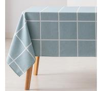 GAMUSI Tovaglia antimacchia tavolo rettangolare a quadri jacquard impermeabile, 140 x 200 cm, tessuto al tatto, colore acqua