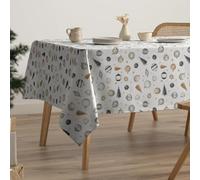 GAMUSI Tovaglia natalizia antimacchia palle Natale cotone tavolo da pranzo decorazione natalizia rettangolare tocco tessuto 160 x 240 cm