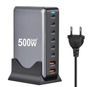 GaN3 - Caricabatterie da 500 W, con 8 porte USB (6 USB-C 100 W e 65 W + 2 USB-A 20 W) - Ricarica Rapida Universale per Telefono, Computer Portatile, Tablet - Cavo EU 1,5 m