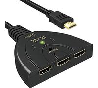 GANA - Interruttore HDMI a 3 porte 4K, 3 x 1, splitter con cavo Pigtail, supporta lettore 3D Full HD 4K 1080p