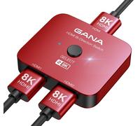 GANA Switch HDMI 2.1, splitter HDMI 8K bidirezionale 2 in 1 out, 4K a 120 Hz, 8K a 60 Hz, 48 Gbps in alluminio ultra HD, hub HDMI compatibile con PS5/4, Xbox, Roku, Apple TV, Fire Stick