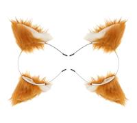 GANAZONO 2 Pezzi Cerchietto Fox Ears Peloso, Leggero e Comodo da Indossare, Accessorio Chioma Chic e Cute per Ragazze e Donne in Cosplay Party e Feste a Tema
