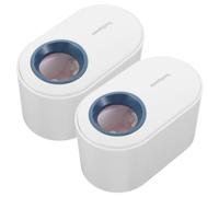 GANAZONO 2 pezzi Dispenser Automatico Dentifricio da Parete Spremiagrumi senza Contatto per Tubi Organizer Bagno Compatto Bianco e Blu Oceano
