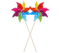 GANAZONO 2 Pezzi Girandola Vento Giardino Colorata PVC e Legno Mulino Vento per Decorazione Esterna in Prato e Cortile Girandole Resistenti e Divertenti