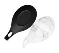 GANAZONO 2 Pezzi Poggiamestolo in Silicone Nero Finitura Fine, Supporto per Cucchiaio da Cucina Base Stabile e Proprietà Termoisolanti per Uso su Bancone