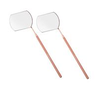 GANAZONO 2 pezzi Specchio da Trucco Portatile con Manico Rimovibile in Rosa Metallizzato Anti-ruggine Specchio Doppia Estremità per Ispezione Precisa Extension Ciglia Semplice da Pulire e