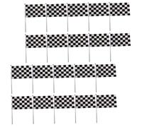 GANAZONO 25 pezzi Bandiere a Scacchi Nere e Bianche in Poliestere Resistenti per Feste a Tema Corsa e Decorazioni Compleanno Auto Bandierine da Mano con Cuciture Rinforzate per Parate e