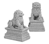 GANAZONO 2Pcs Foo Dog - Statua a forma di Mini statua in pietra asiatica, coppia di leoni Gardiani Miniatures Lion Figura Garden Feng Shui, decorazione di ufficio