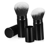 GANAZONO 2pezzi Pennelli Trucco Retrattabili Con Manici Angolati e Piani Per Fondotinta e Blush Facili Da Trasportare Hanno Coperture Protettive Per Conservazione Sicura