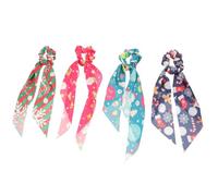 GANAZONO 4 Pezzi Elastici per Capelli Natalizi Fasce Elastiche Resistenti e Morbide con Motivi Festivi Accessori Capelli per Festa di Natale Elastici Antiscivolo e Chic per Donna