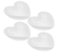 GANAZONO 4 Pezzi Piatto Condimento a Cuore in Ceramica Bianco per Salse