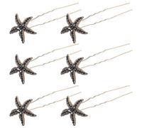 GANAZONO 6 pezzi Forcine Capelli con Strass Stella del Mare Nere Fermagli Eleganti per Donna Accessori per Matrimonio Fotografia e Performance Fissaggio Sicuro per Tutti i Tipi di Capelli