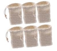 GANAZONO 6 pezzi Sacchetti per Sapone in Rete Naturale con Perla in Legno Bianco Borsa Multiuso per Saponi Solidi Esfoliante e Salva Sapone per Viaggio e Bagno
