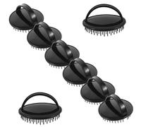 GANAZONO 8 pezzi Spazzola Massaggiante Capelli in Silicone per Shampoo e Doccia Massaggiatore Capelluto Ergonomico Nero Rimuove Forfora e Morta Promuove Circolazione e Benessere del