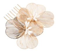 GANAZONO Accessorio per Chioma da Donna Fiore Dorato, Pettine Robusto per Decorazioni Nuziali e Eventi Formali