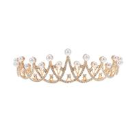 GANAZONO Corona da Sposa Barocca con Perle Finte e Strass Cristallo Tiara Leggera e Confortevole per Matrimonio Accessorio Vintage da Principessa Corona Regale Dorata per Cerimonie e Feste