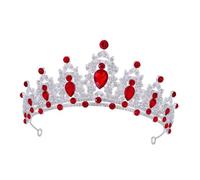 GANAZONO Corona da Sposa Cristalli e Strass Fascia per Capelli Barocca per Regine e Eventi Speciali Rosso