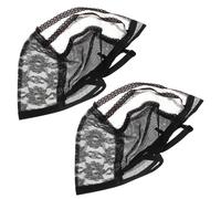 GANAZONO Cuffie per Parrucche Traspiranti in Pizzo Nero 58cm, Cappucci a Rete Elastici per Realizzazione Parrucche, Set da 2 Pezzi per Spettacoli, Halloween e Uso Quotidiano