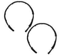 GANAZONO Fascia per Chioma Pieghevole a 3 Vie Denti Antiscivolo, Cerchietto Retrattile in Plastica Nero, Set da 2 Pezzi per Chioma Lunghi e Corti, Accessorio per Viaggi e Uso Quotidiano