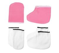 GANAZONO Guanti e Copripiedi Esfolianti Idratanti per Cura Mani e Piedi 4 Paia Riutilizzabili per Bagno di Paraffina e Terapia Cera Calda in Saloni e Spa