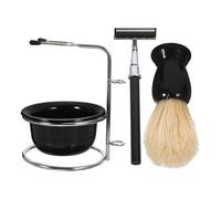 GANAZONO Kit Rasatura Manuale Uomo Set da Barba 5 Pezzi Pennello da, Ciotola Ergonomica e Supporto, Rasatura Confortevole per Viso e Professionale