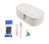 GANAZONO Mini Kit da Cucito Base per Principianti, Scatola Bianca Compatta | PP, Scomparti Separati e Divisori Interni, per Riparazioni Rapide di Abiti e Tessuti a Casa