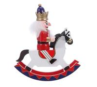 GANAZONO Mini Schiaccianoci in Legno Tradizionale Cavaliere Dondolo Rosso Decorazione Natalizia Fatto a Mano per Centro Tavola Esposizione Desktop e Albero di Natale