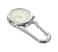 GANAZONO Orologio Clip-on con Moschettone, Quadrante Bianco, Lega e Vetro | Infermieri e Medici, Lettura Facile, Uso in Arrampicata e Alpinismo, Fibbia a Molla