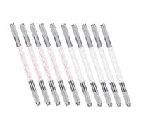 GANAZONO Penna per Microblading Sopracciglia Doppia Estremità Set 10 Pezzi Bianco e Rosa Cristalli per Trucco Naturale Tatuaggi Sopracciglia Principianti ed Esperti