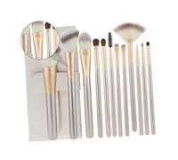 GANAZONO Pennelli Trucco Colore Bianco Riso con Custodia Kit Cosmetico Professionale per Sopracciglia Mascara Occhi e Viso per Uso Quotidiano e Viaggi
