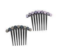 GANAZONO Pettinini per Chioma a Forma di Fiore Strass, 2 Pezzi, Pettine a Sette Denti in Resina per Acconciature Eleganti, per Feste e Matrimoni Colore Casuale