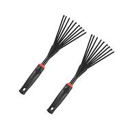 GANAZONO Rastrello Da Giardino a 9 Denti in Plastica Con Impugnatura Ergonomica Antiscivolo, Set 2 Pezzi Per Esterni, Attrezzo Manuale Per Foglie, Vasi e Rimozione Erbacce