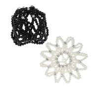 GANAZONO Retine per Chioma da Ballerina con Perle e Strass Coprichignon Elastiche Uncinetto Bianche e Nere Accessori per Danza Classica per Donne e Ragazze Set 2 Pezzi per Chignon da