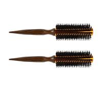 GANAZONO Spazzole per Chioma Rotonde da Viaggio 2 Pezzi con Setole di Cinghiale Resistenti al Calore e Manico in Legno per Districatura Delicata e Styling Professionale