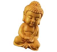 GANAZONO Statua Di Legno Antica Sakyamuni Buddha Ornamenti Heiter Seduto Buddha Statua Meditare Scultura Figura Piccola Borsa Buddha Legno Intagliato Statua Per Felicità Prosperità